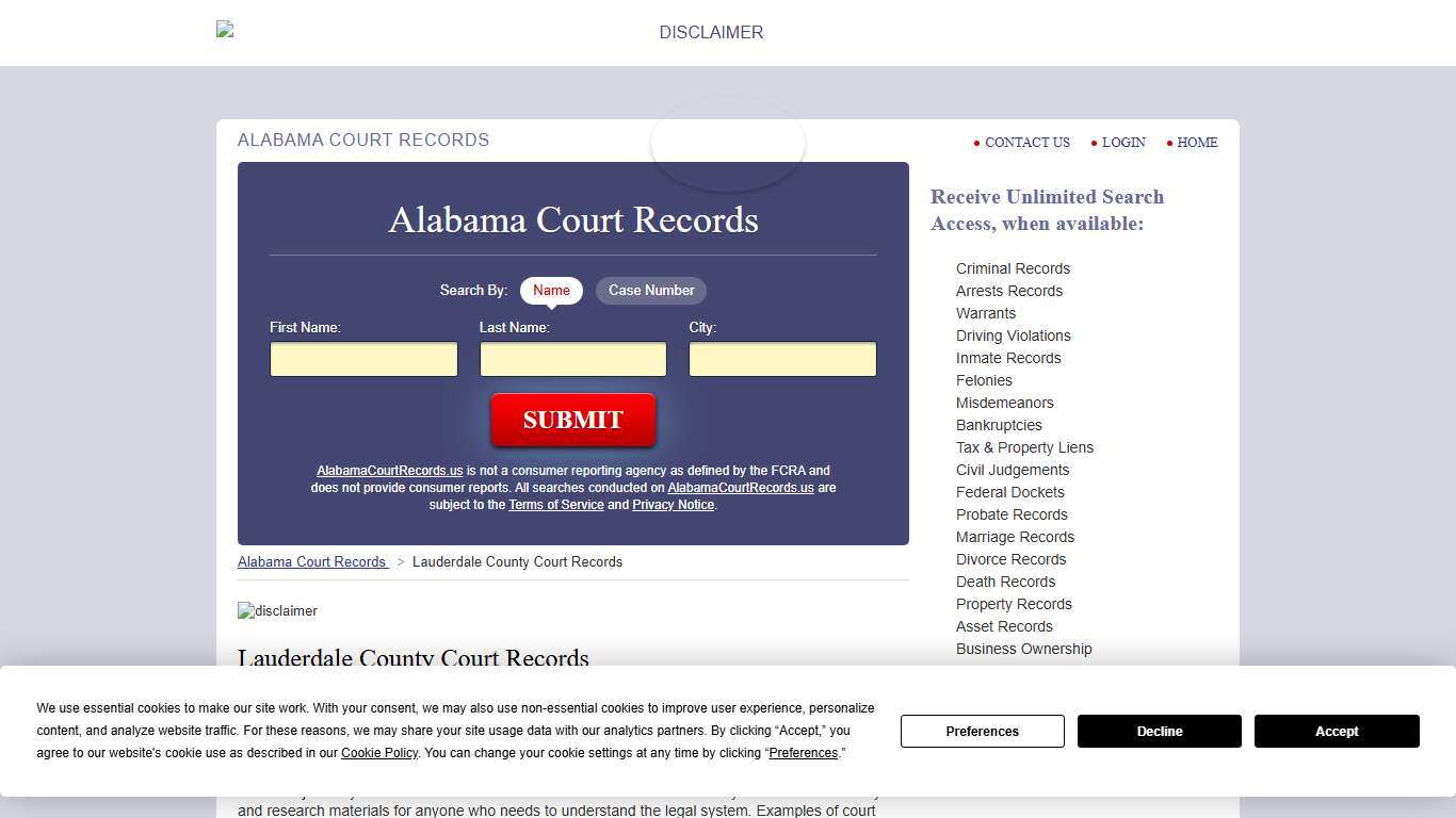 Lauderdale County Court Records | AlabamaCourtRecords.us